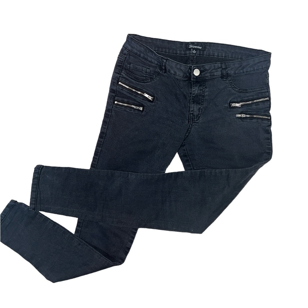 SHINESTAR | BLACK ZIPPER POCKETS SKINNY JEANS SZ MED JUNIORS
